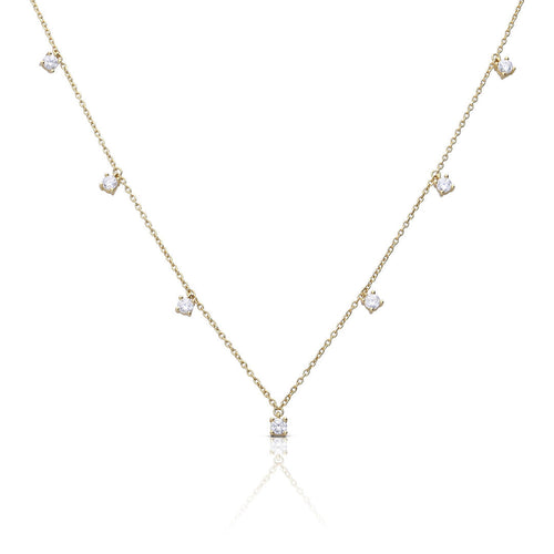 Gecko Jewellery Claw Set Zirconia Station Necklace in Sterling Silver
