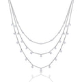 Gecko Jewellery Triple Layered Necklace with Zirconia Drops