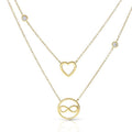 Gecko Jewellery Infinity Heart Double Necklace – Yellow Gold Plated