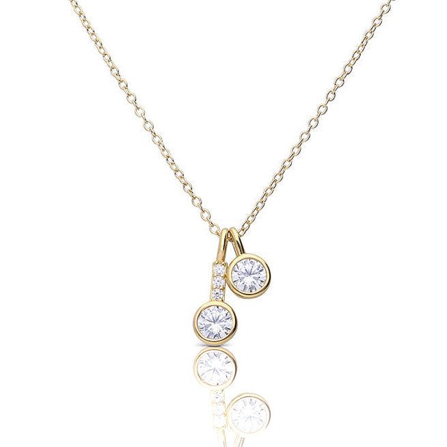 Gecko Jewellery Double Zirconia Pendant Necklace – 0.645ct Silver