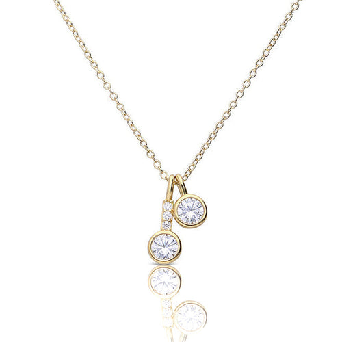 Gecko Jewellery Double Zirconia Pendant Necklace – 0.645ct Silver