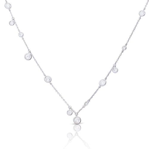 Gecko Jewellery Bezel Set Zirconia Station Necklace in Silver & Gold