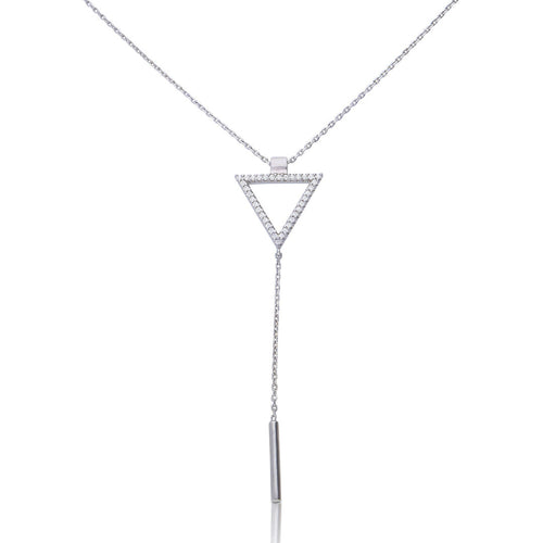 Diamonfire Pave Triangle and Plain Bar Drop Necklace by Gecko