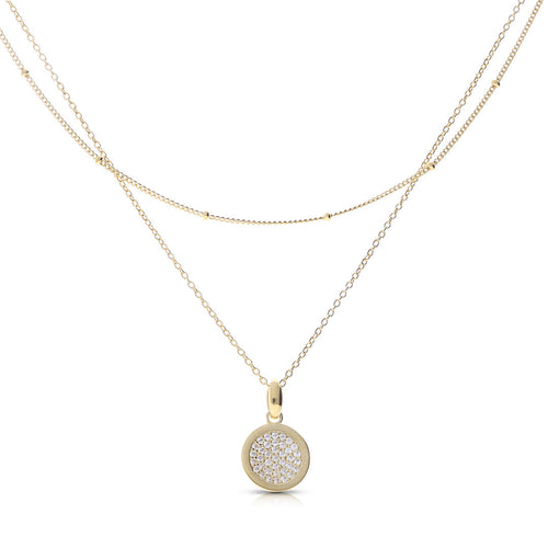 Gecko Jewellery Sterling Silver Layered Ball Chain Zirconia Necklace