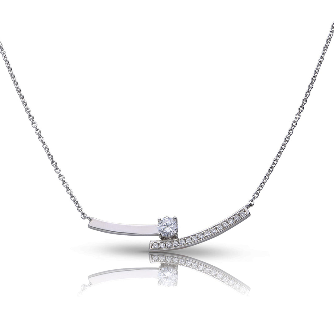 Diamonfire Plain and Pave Bar Necklace by Gecko Jewellery Retail