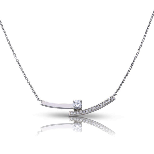 Diamonfire Plain and Pave Bar Necklace by Gecko Jewellery Retail