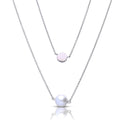 Diamonfire Double Chain Necklace with Shell Pearl in Silver & Gold