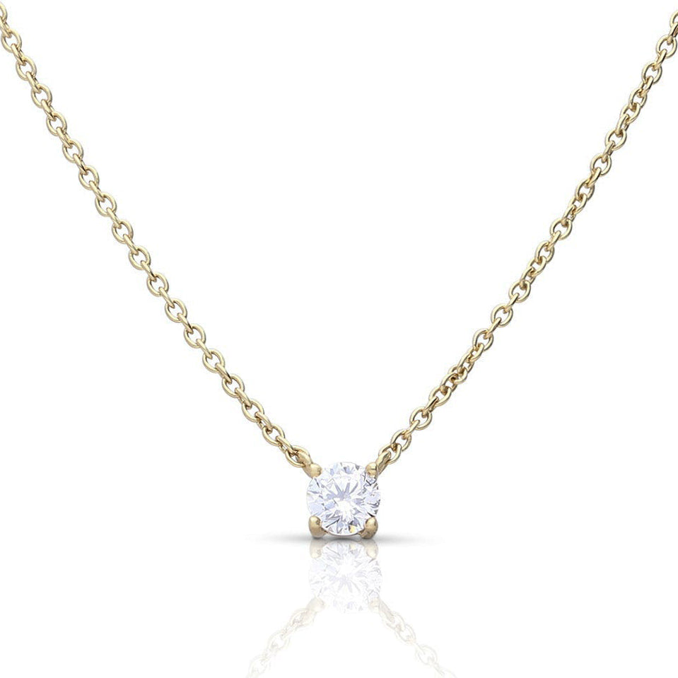 Gecko Jewellery Claw Set Solitaire Zirconia Necklace | Yellow Gold