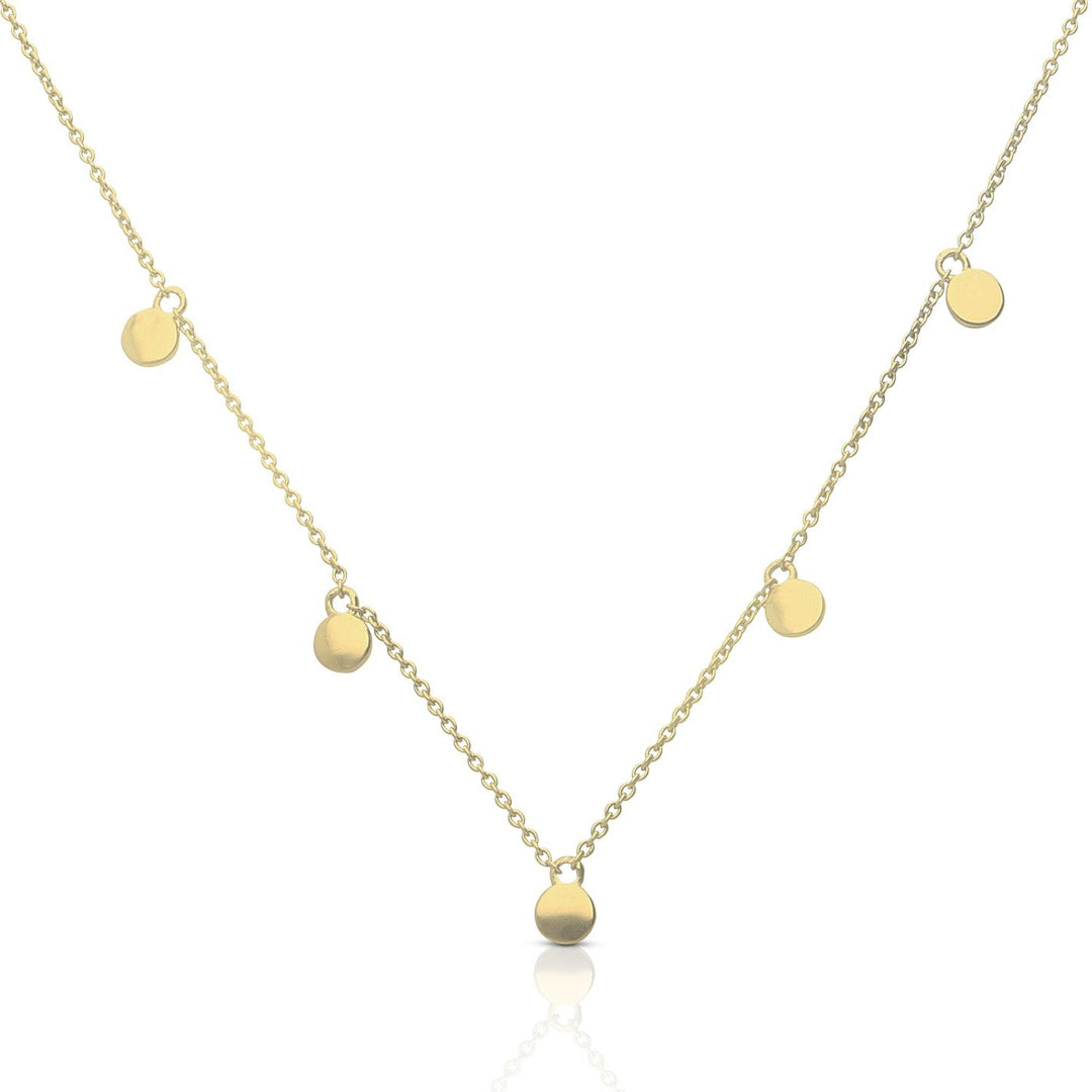 Diamonfire Plain Disc Station Necklace – Silver & Yellow Gold Plated