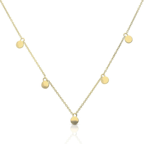 Diamonfire Plain Disc Station Necklace – Silver & Yellow Gold Plated