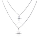 Gecko Jewellery Star and Zirconia Double Chain Necklace in Silver
