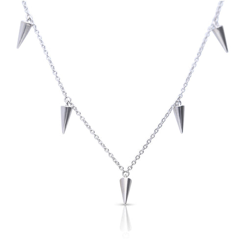 Gecko Jewellery Plain Spiked Station Necklace in Silver & Yellow Gold