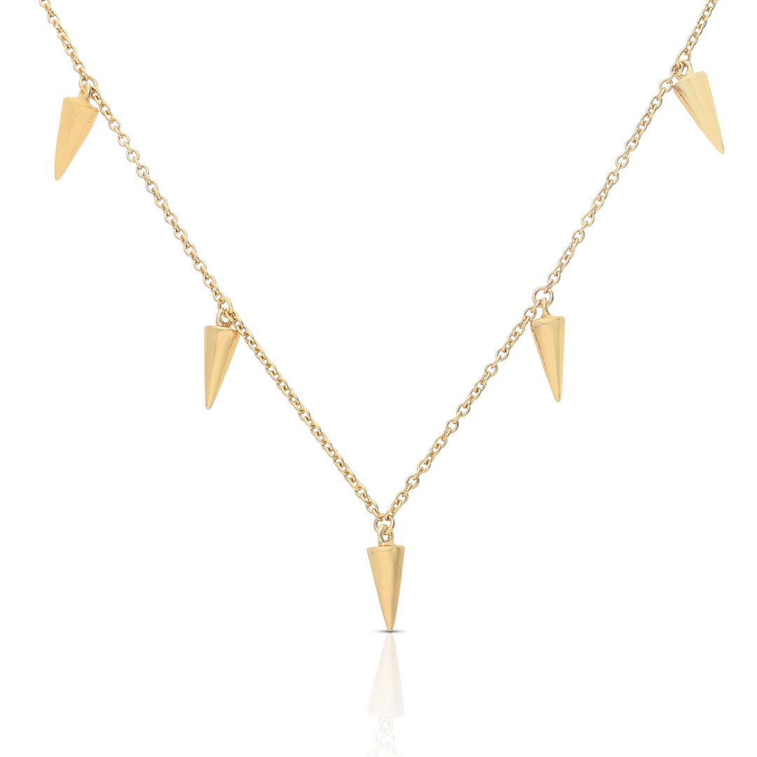 Gecko Jewellery Plain Spiked Station Necklace in Silver & Yellow Gold