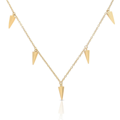 Gecko Jewellery Plain Spiked Station Necklace in Silver & Yellow Gold