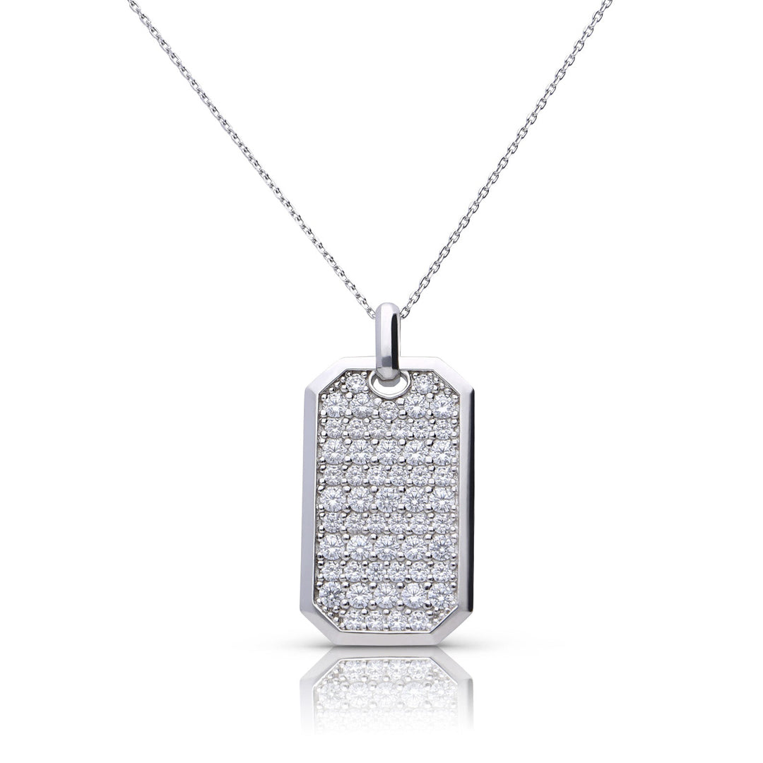 Gecko Jewellery Sterling Silver Tag Necklace with Diamonfire Zirconia