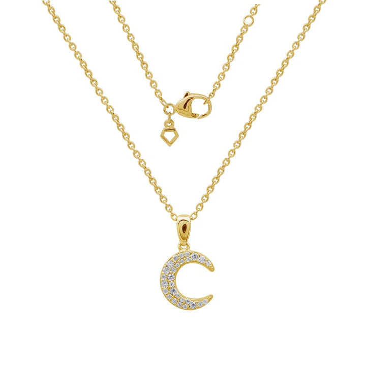 Gecko Jewellery Sterling Silver Gold Plated Diamonfire Moon Necklace