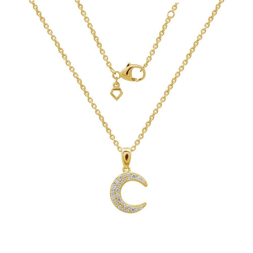 Gecko Jewellery Sterling Silver Gold Plated Diamonfire Moon Necklace