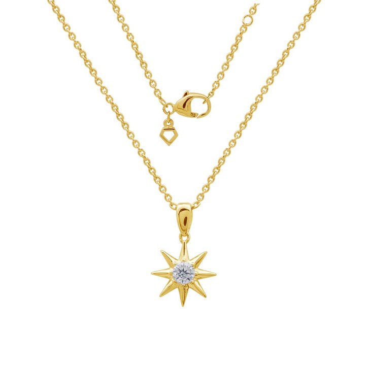 Gecko Starburst Necklace – Gold Plated Sterling Silver with Zirconia