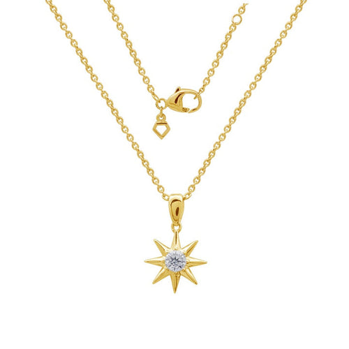 Gecko Starburst Necklace – Gold Plated Sterling Silver with Zirconia
