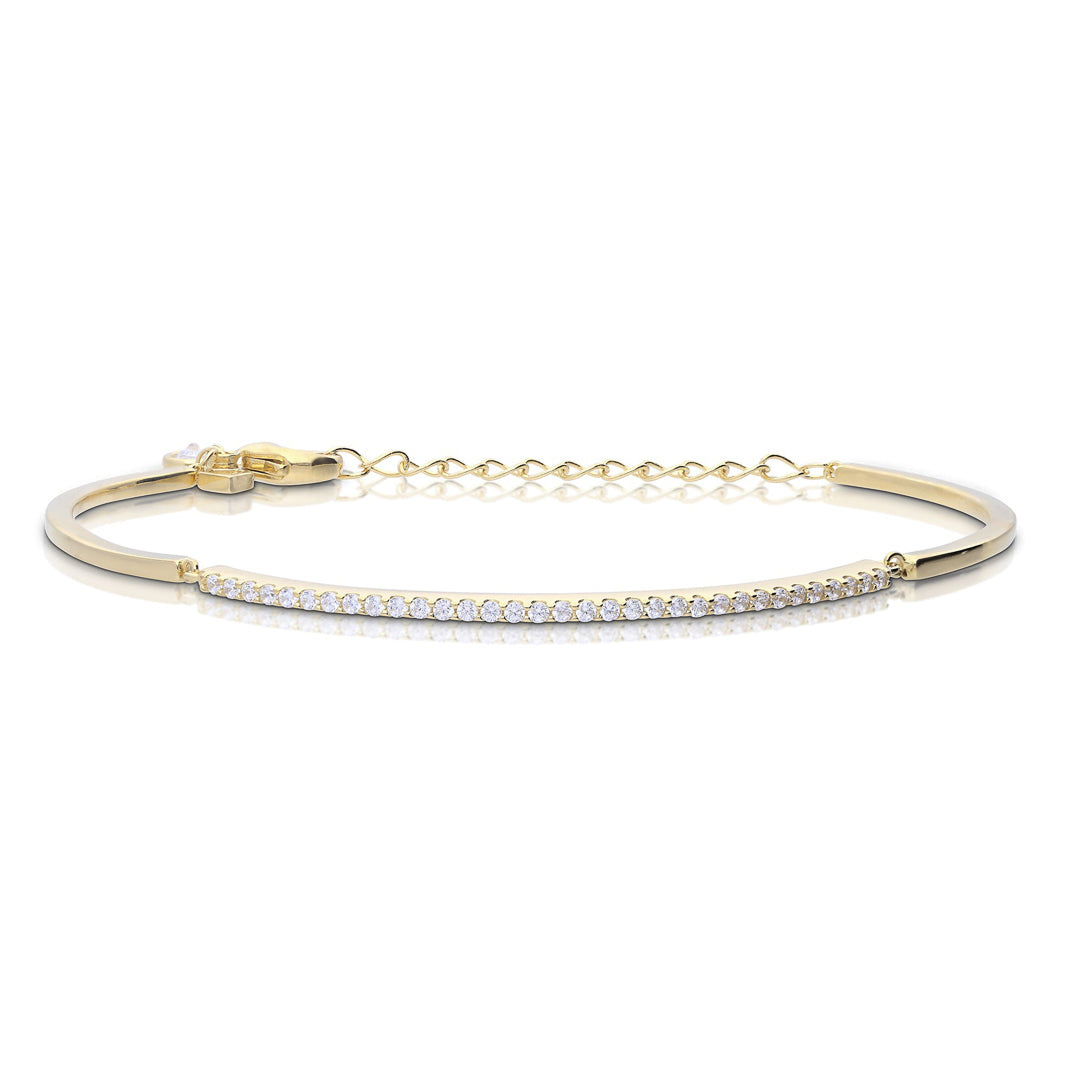 Gecko Jewellery Sterling Silver Pave Set Bar Bracelet with Zirconia