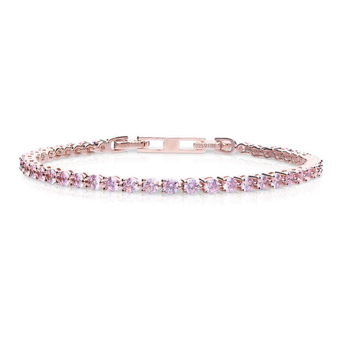 Pink Zirconia Tennis Bracelet | Rose Gold Plated Sterling Silver