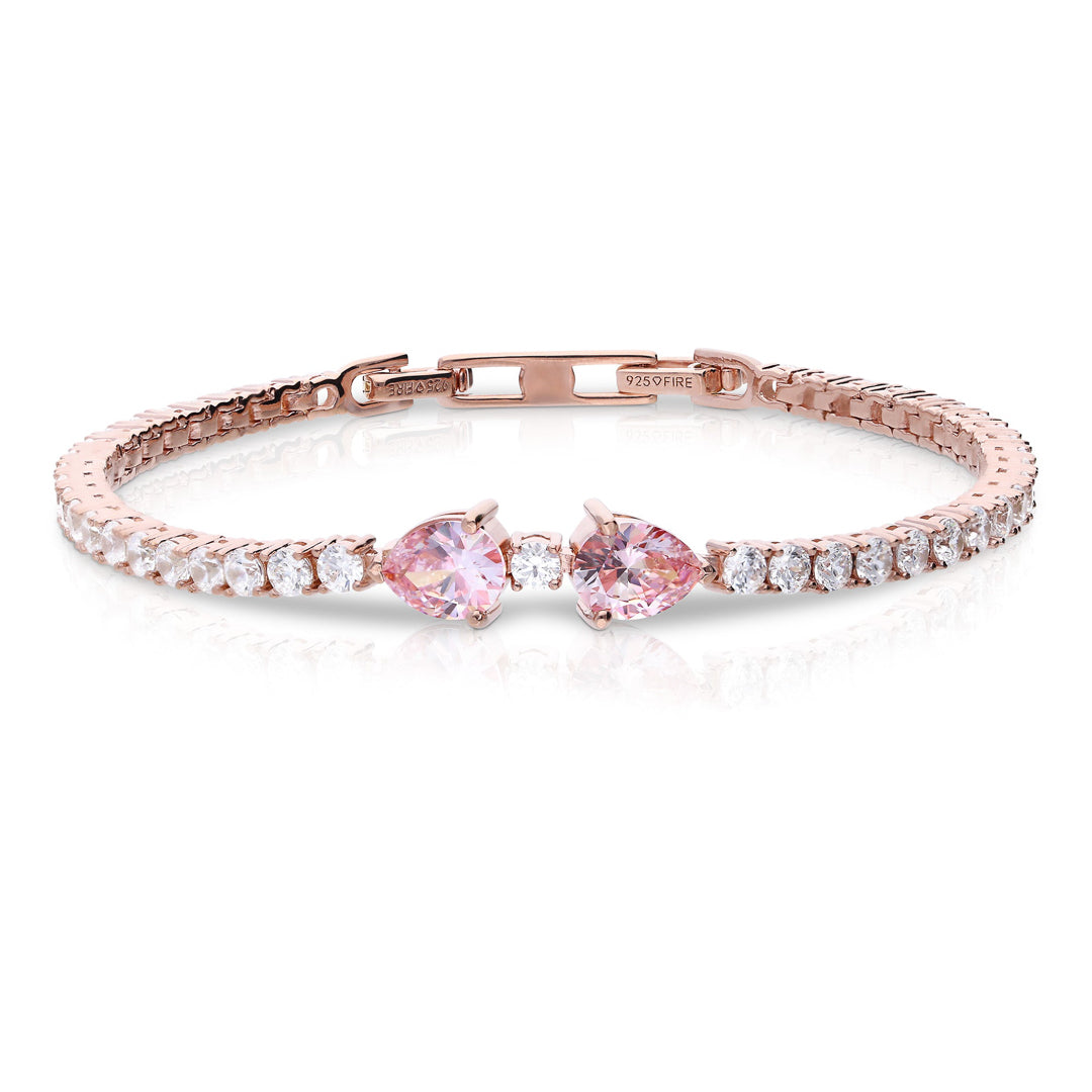 Diamonfire Pink and White Zirconia Tennis Bracelet by Gecko Jewellery