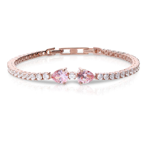 Diamonfire Pink and White Zirconia Tennis Bracelet by Gecko Jewellery