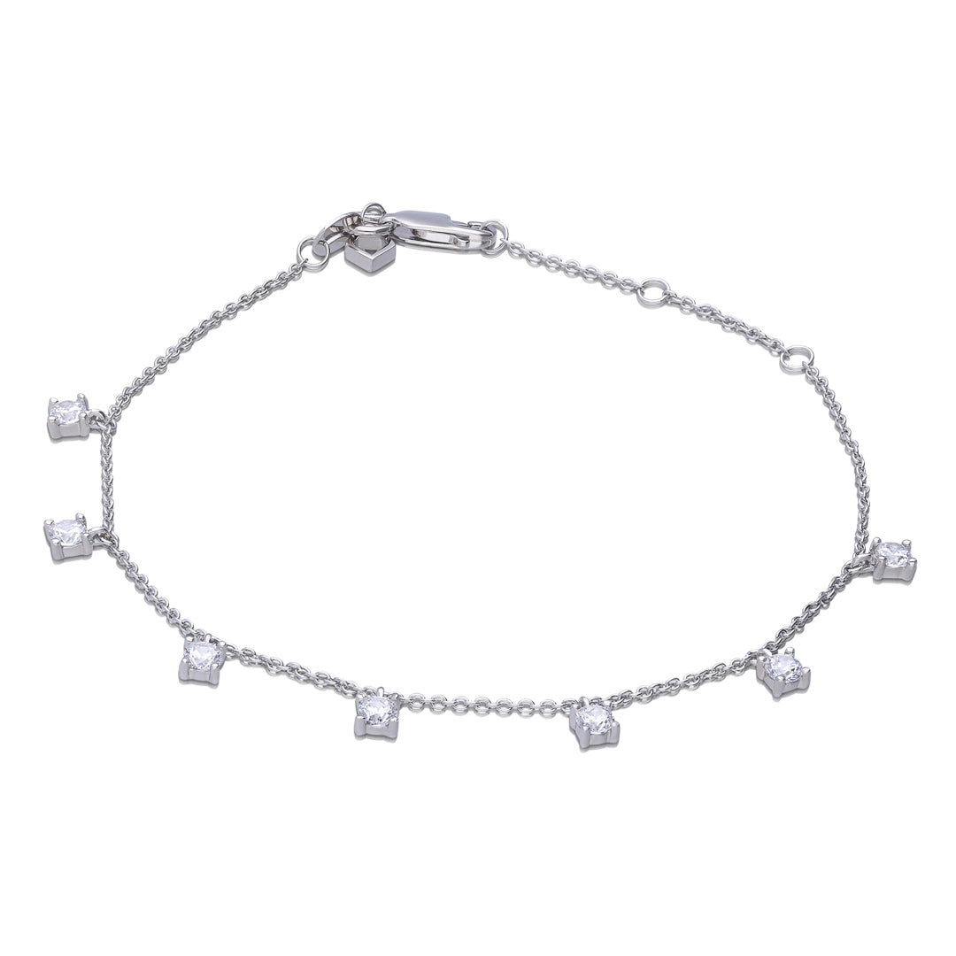 Gecko Jewellery Claw Set Zirconia Station Bracelet with Extender