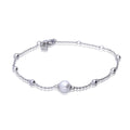 Gecko Jewellery Shell Pearl Ball Station Bracelet in Sterling Silver