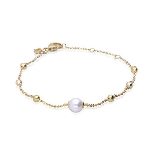 Gecko Jewellery Shell Pearl Ball Station Bracelet in Sterling Silver