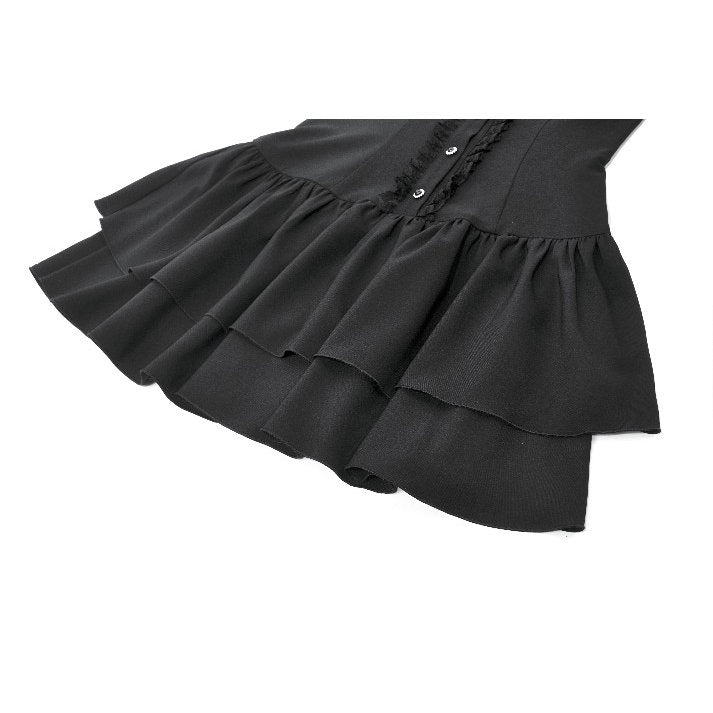 Dark in Love Lolita Bow-Trim Lace Dress | Gothic High-Low Evening Gown
