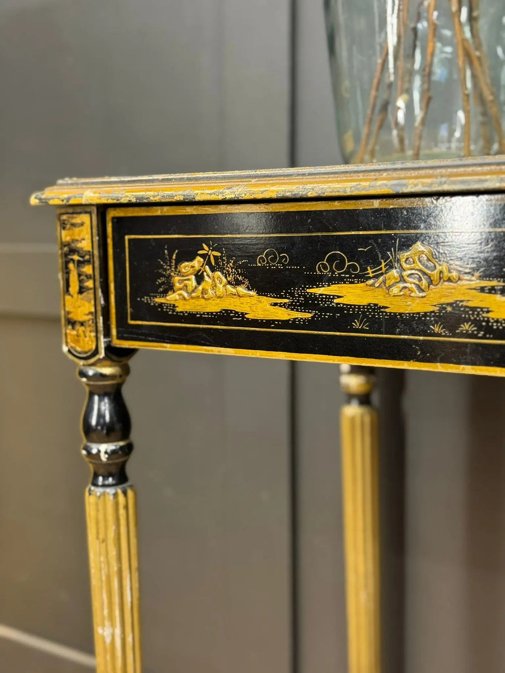 Regency Style Chinoiserie Console Table Writing Desk Hall Side Table