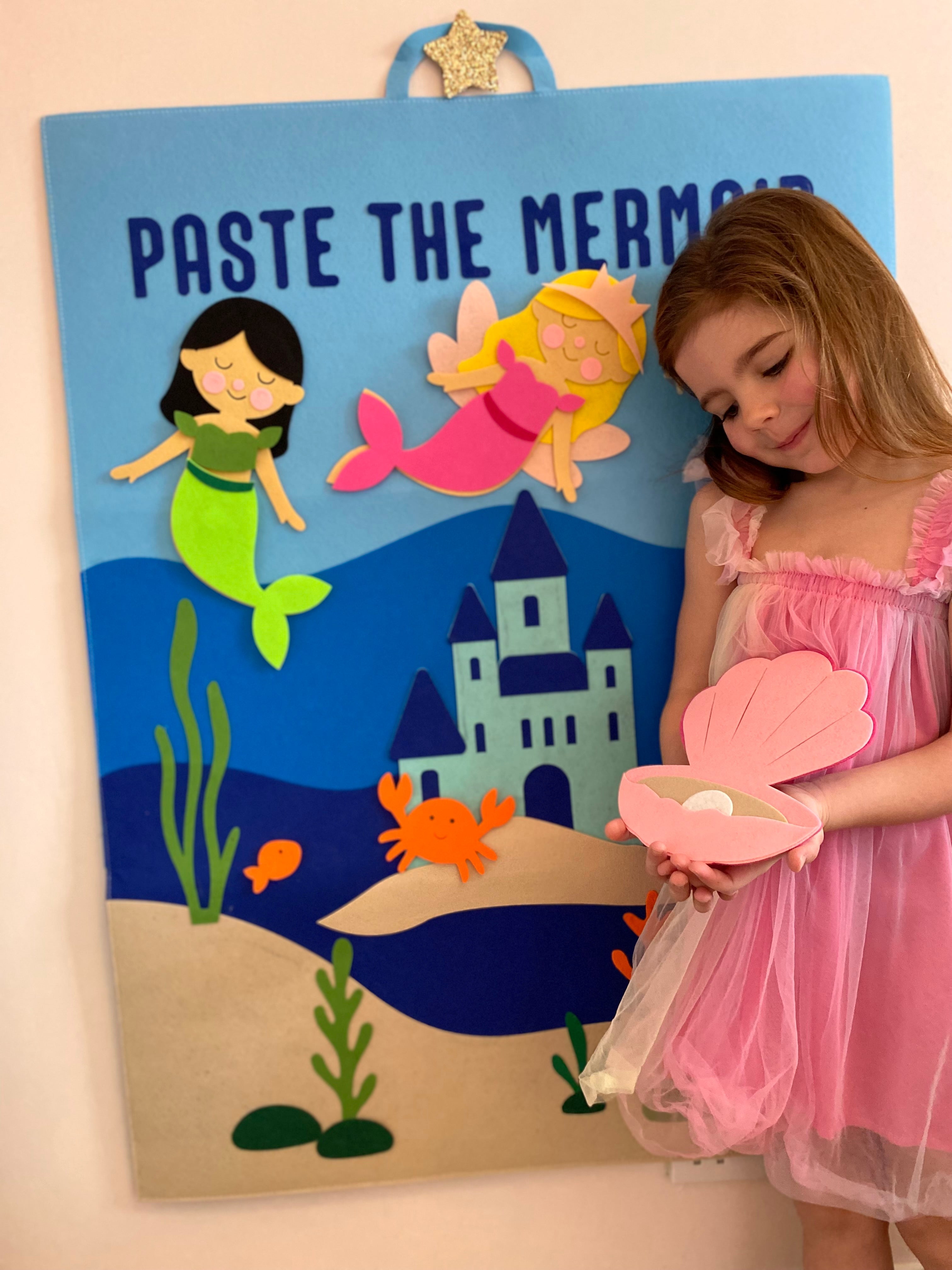Back in stock: Paste The Mermaid Felt Play Board-Magical Dress up activity for girls