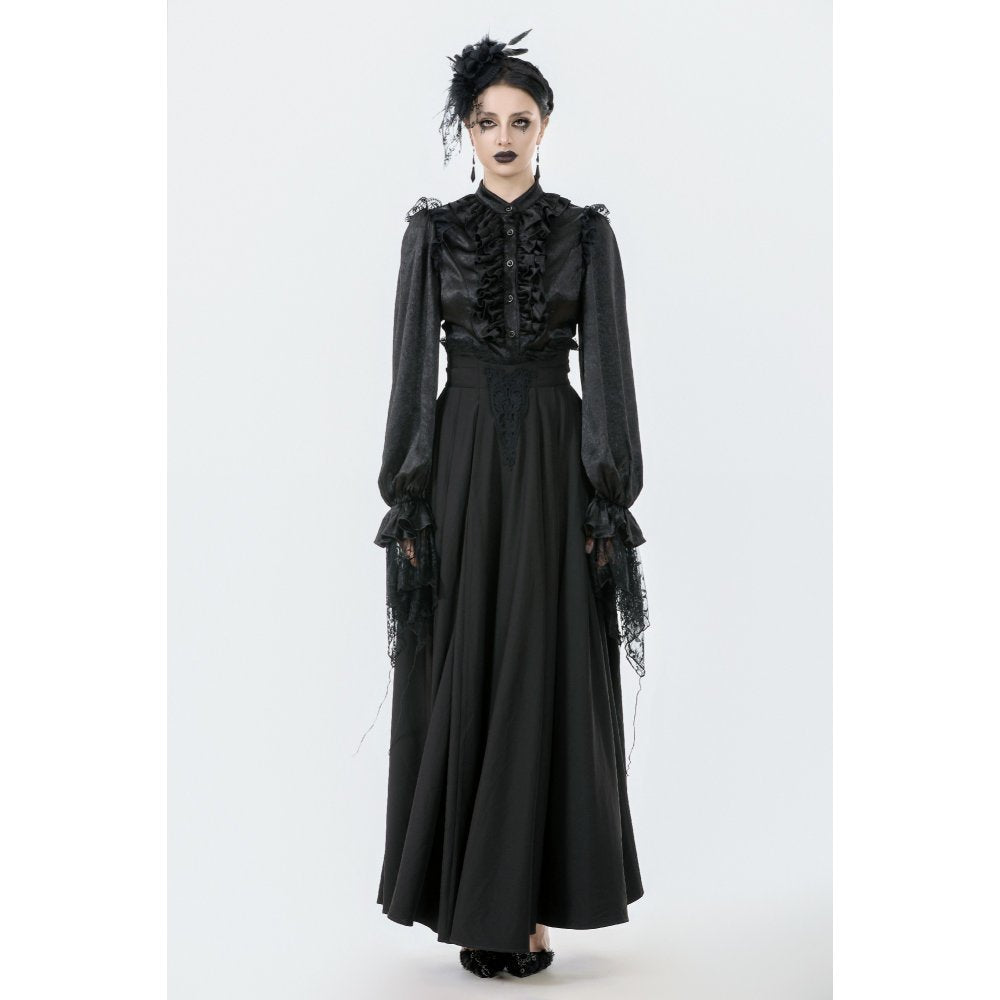 Dark in Love Gloria Black Floor-Length Corset Skirt – Gothic Lace