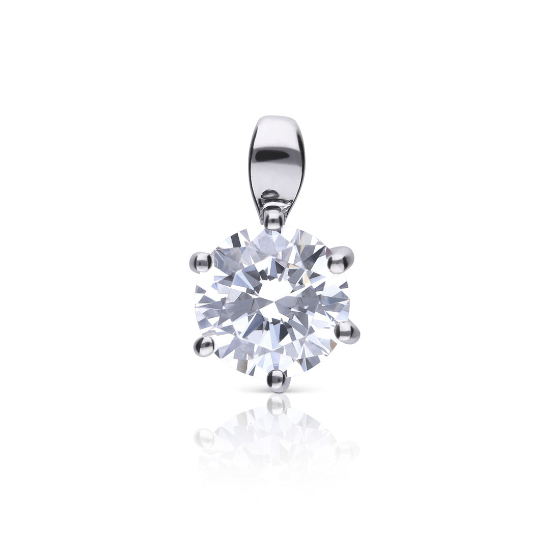 Gecko Jewellery Six Claw Carat Pendant – Sterling Silver Cubic Zirconia