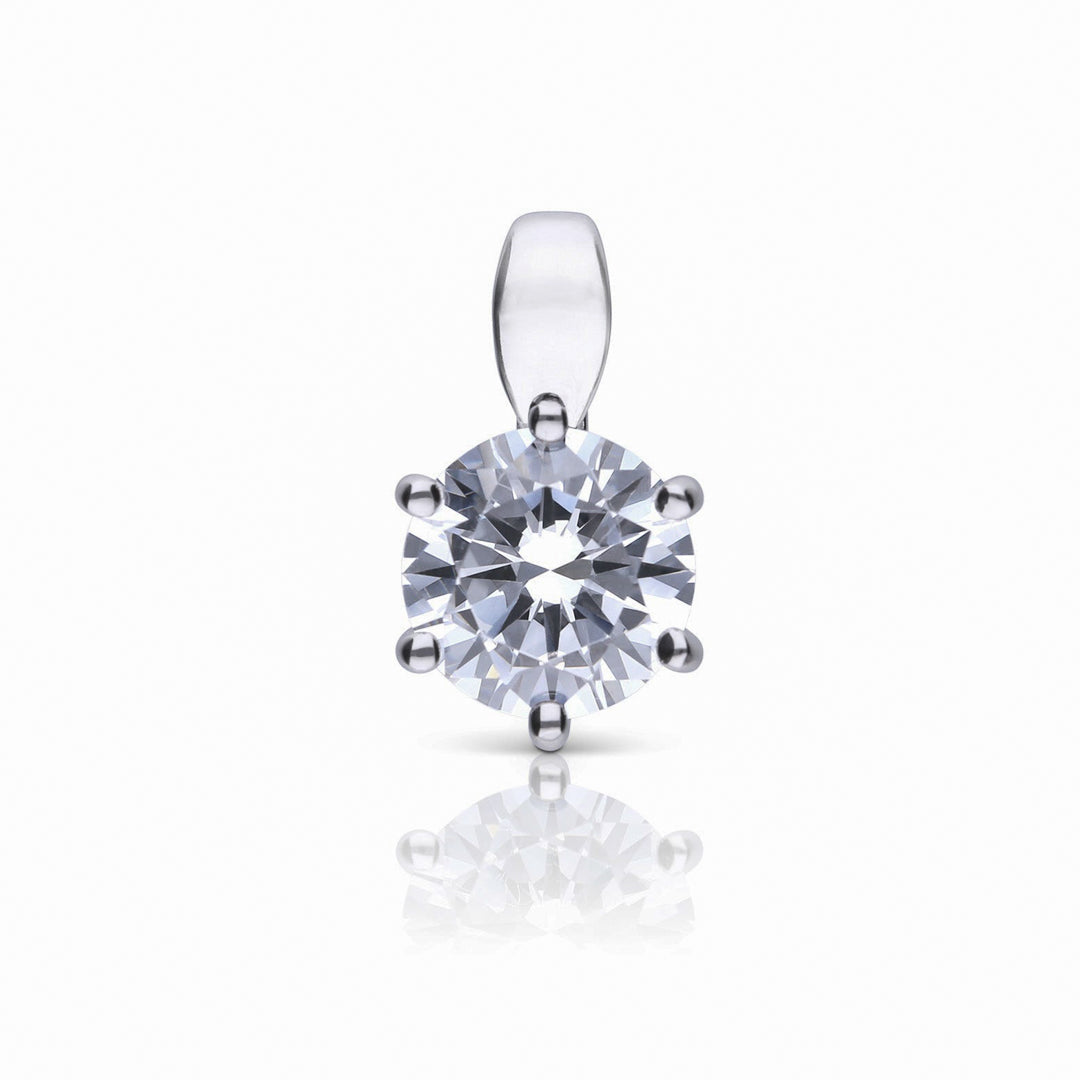 Gecko Jewellery Six Claw Carat Pendant – Sterling Silver Cubic Zirconia