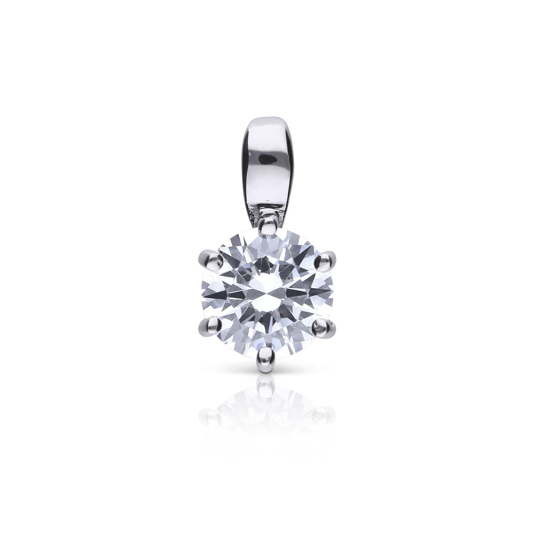 Gecko Jewellery Six Claw Carat Pendant – Sterling Silver Cubic Zirconia