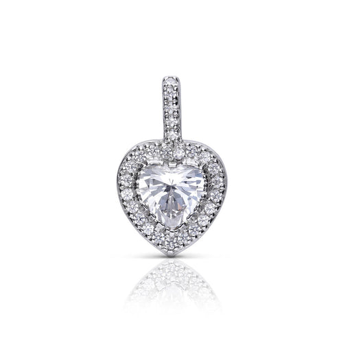Diamonfire Heart Pave Set Pendant by Gecko Jewellery - Silver Finish