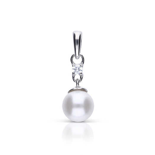 Gecko Jewellery Shell Pearl & Zirconia Drop Pendant in Sterling Silver