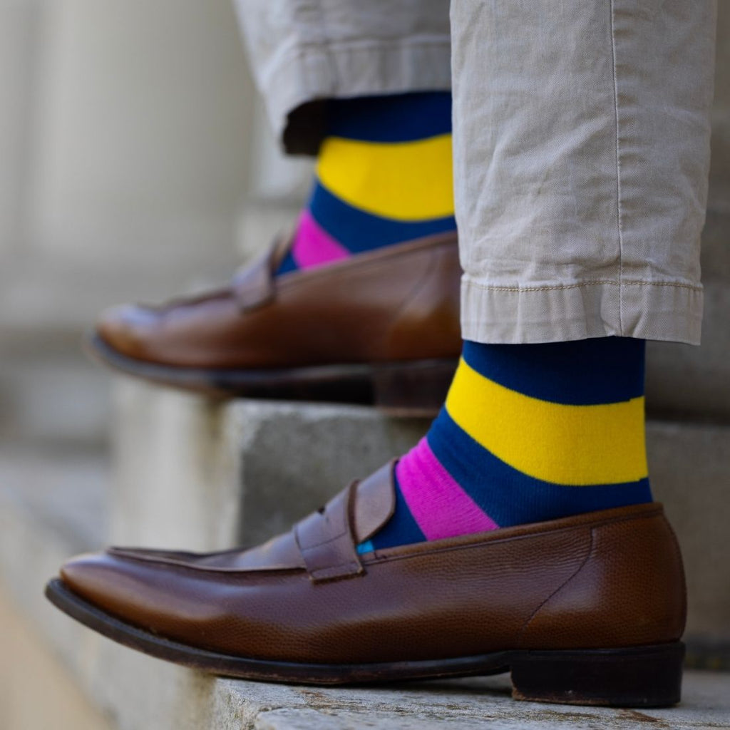 Swole Panda Neon Stripe Bamboo Socks – Breathable and Sustainable