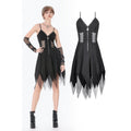 Dark in Love Black Punk Sleeveless Dress with Chains and Mesh