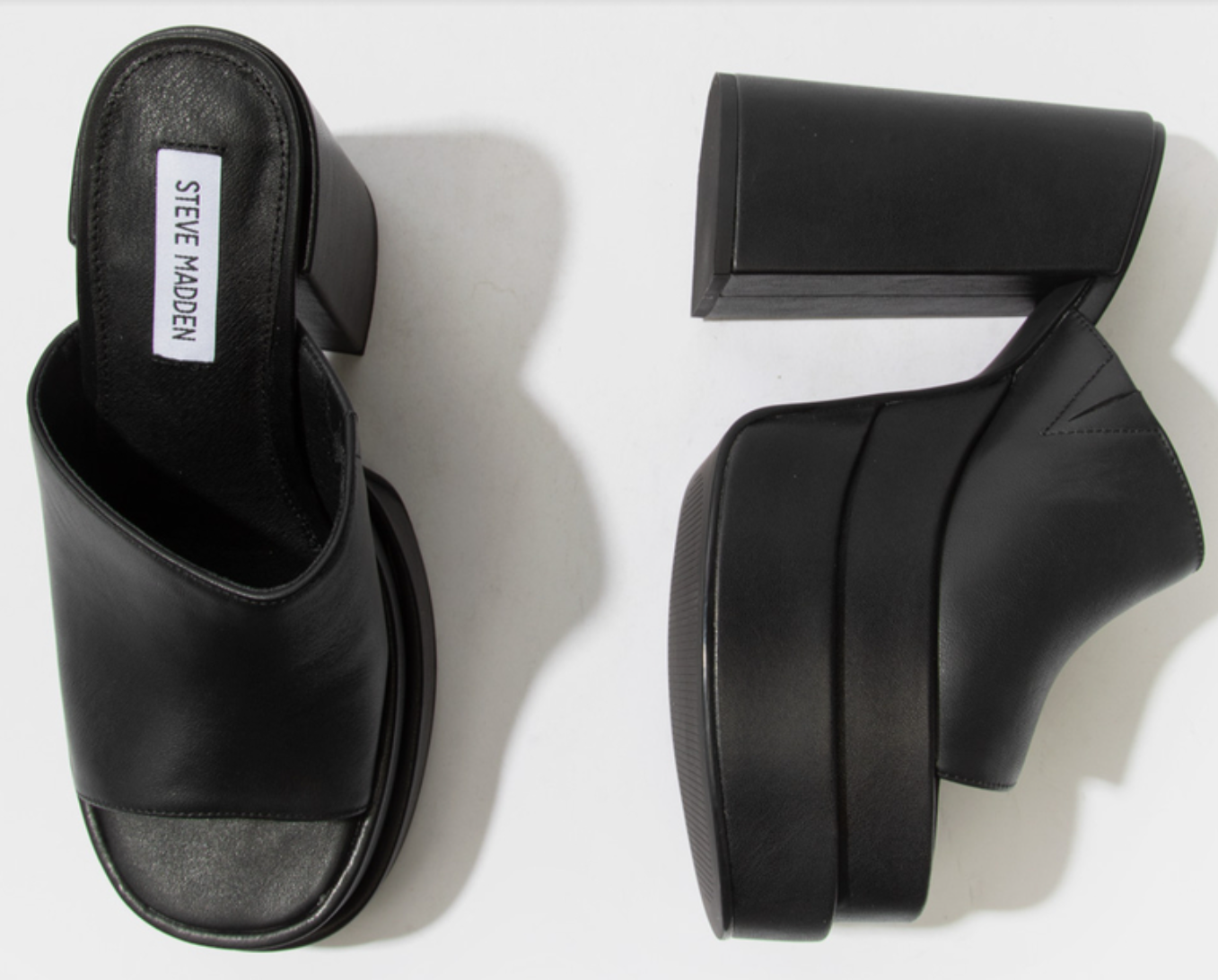 Steve Madden Cagey Black Leather Platform Sandal Heels – UK 6 EU 39