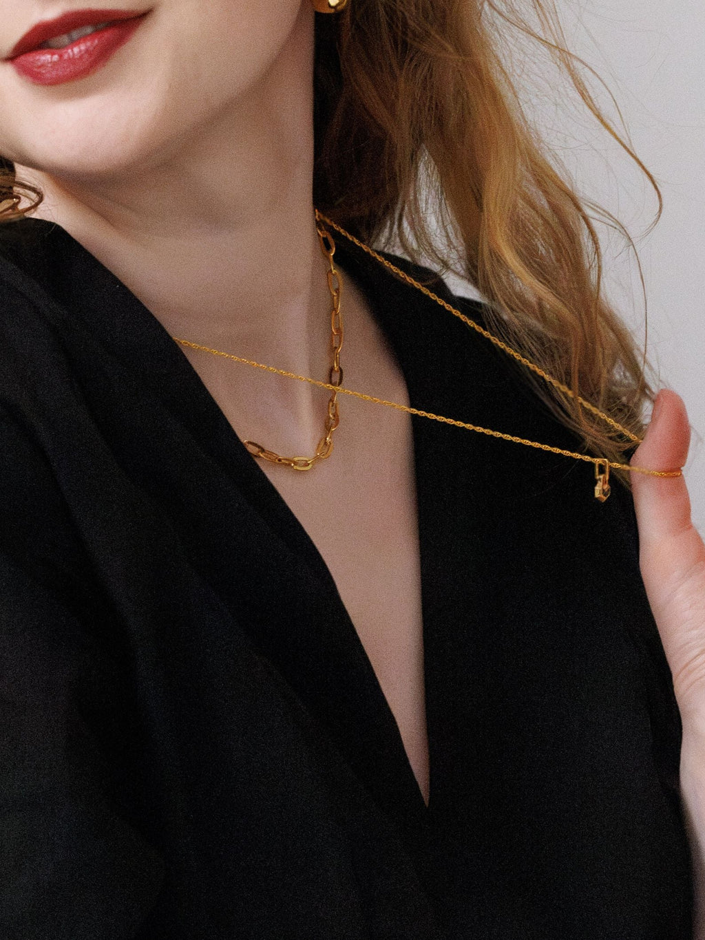 No More Nobody Daryl Red Tiger Eye Heart Necklace - 18k Gold Plated 22"