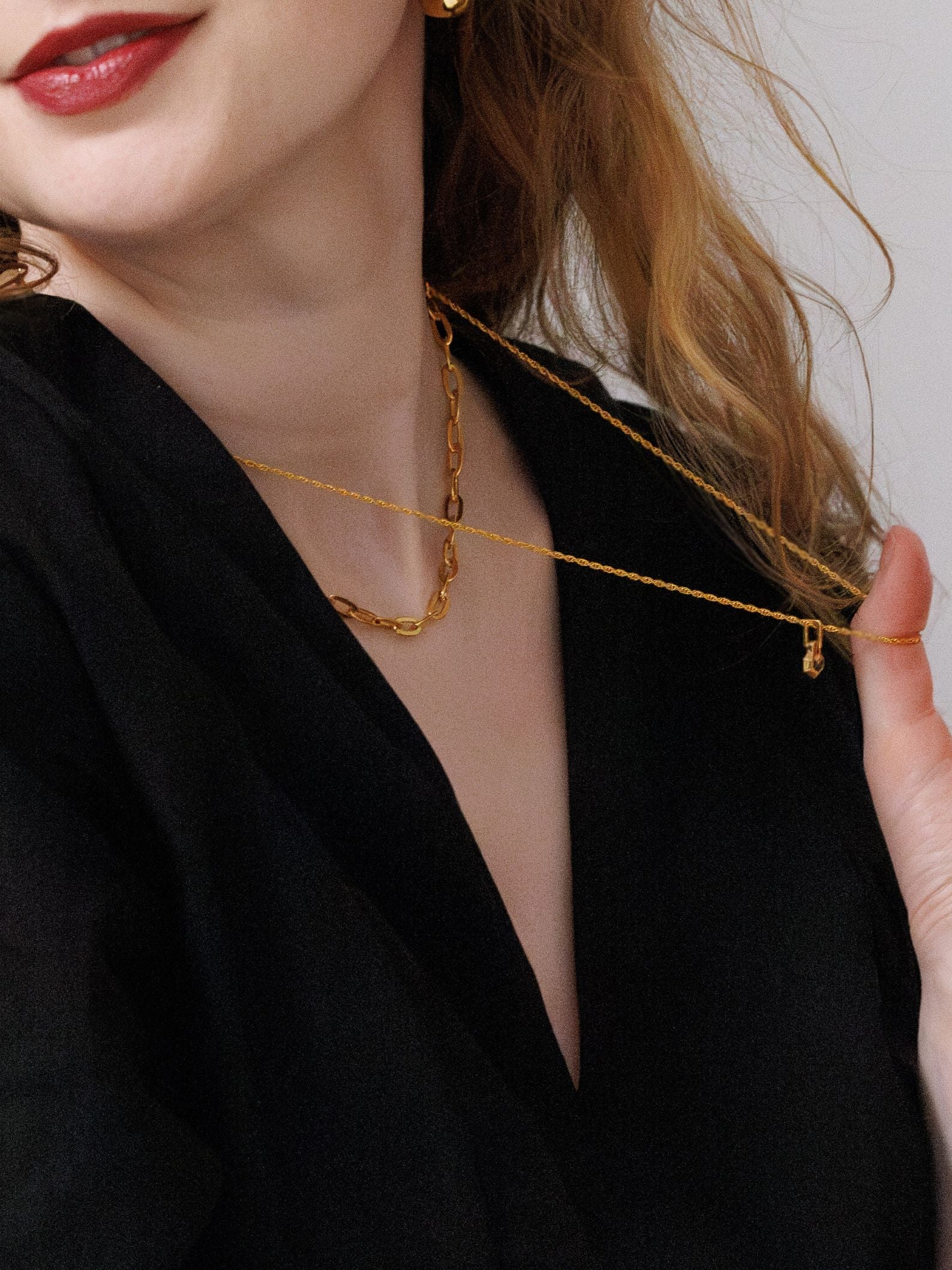 No More Nobody Daryl Red Tiger Eye Heart Necklace - 18k Gold Plated 22"