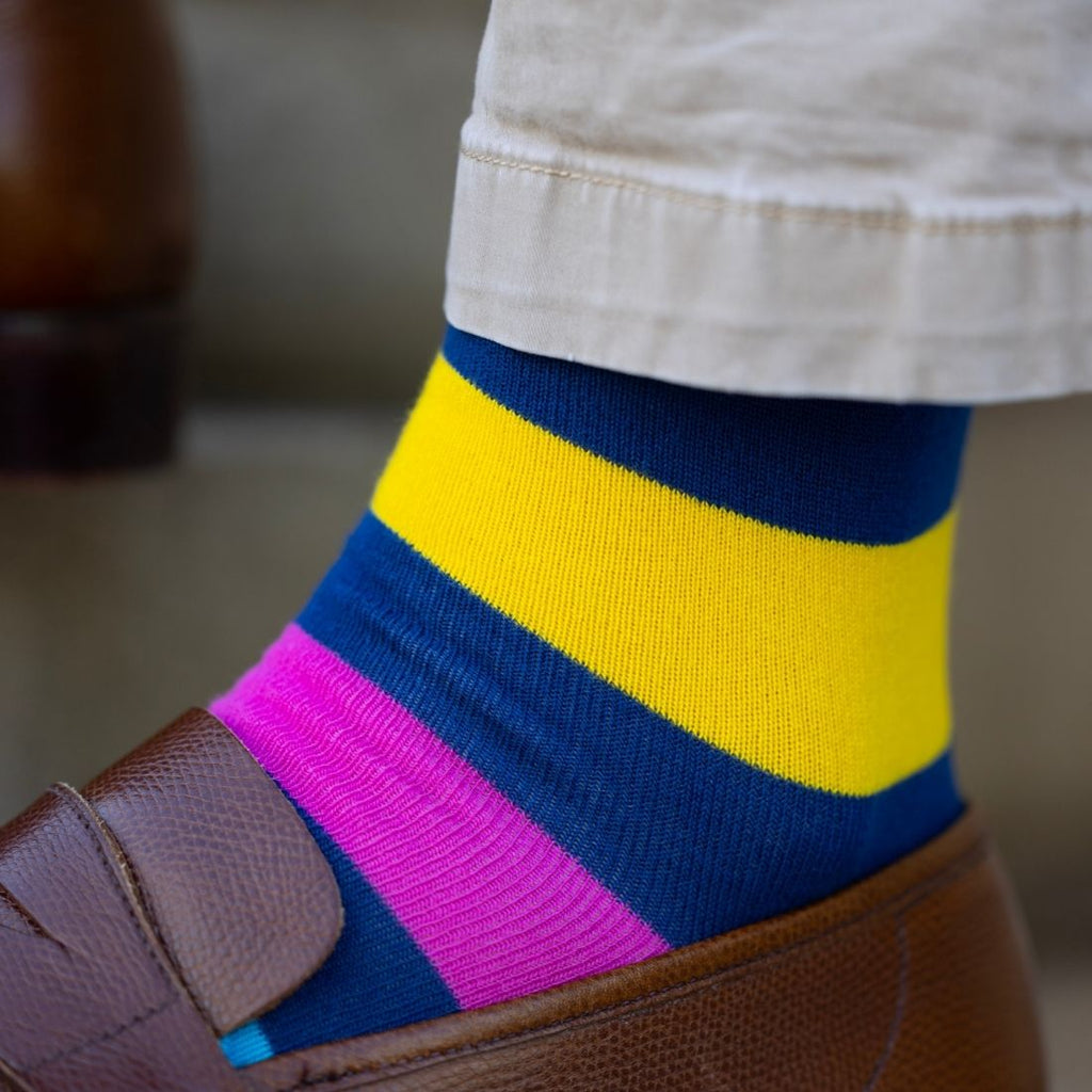 Swole Panda Neon Stripe Bamboo Socks – Breathable and Sustainable