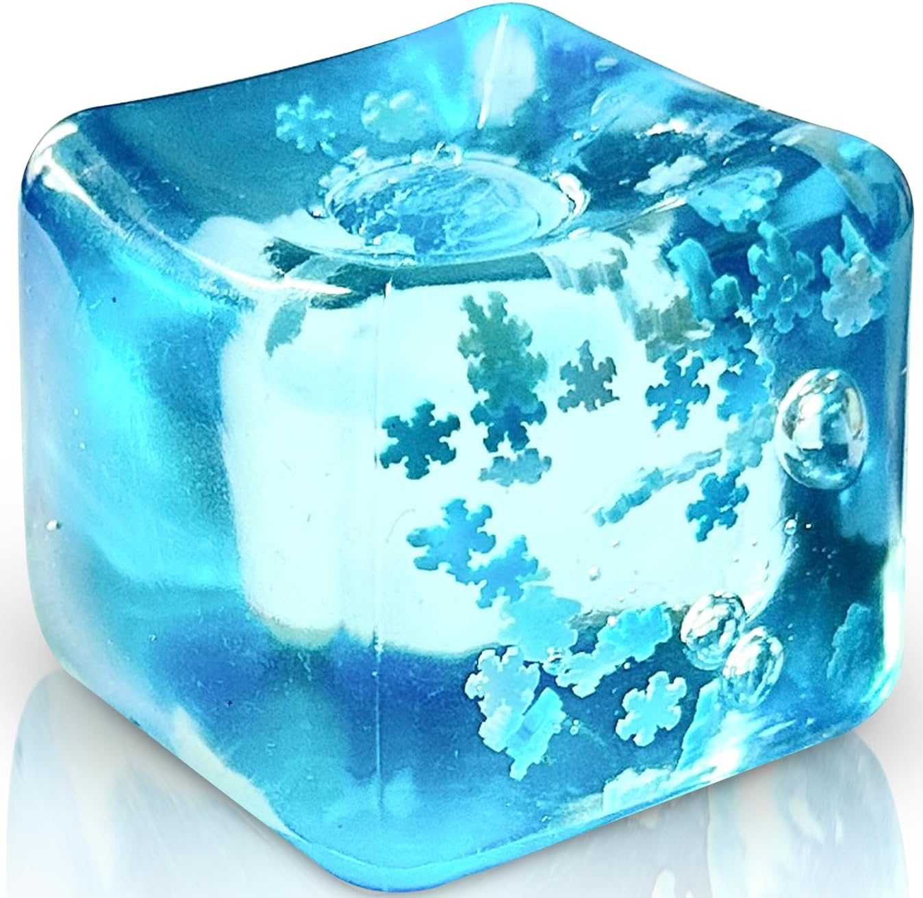 Snaps Ice Cube Squishy With Snowflakes – Mini Sensory Stress Toy