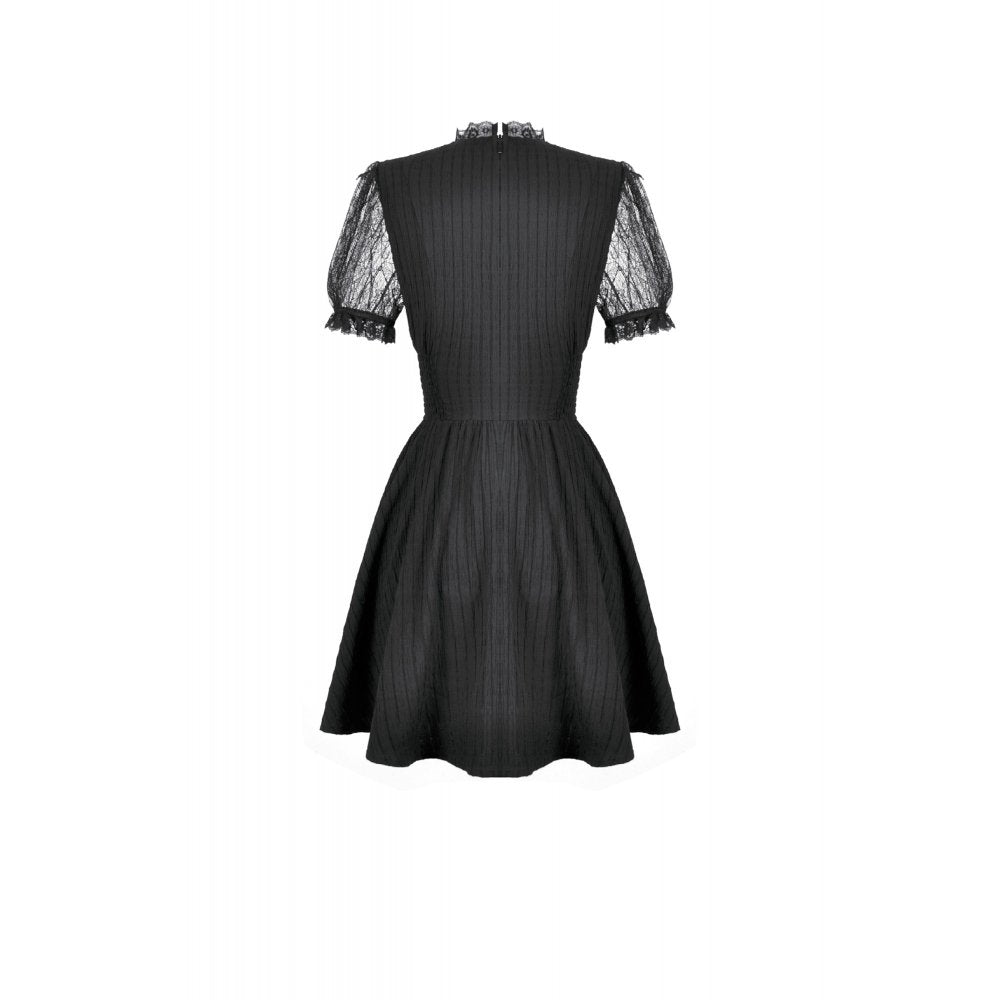 Dark in Love Black Lace Silhouette Gothic Dress with Cross Charm