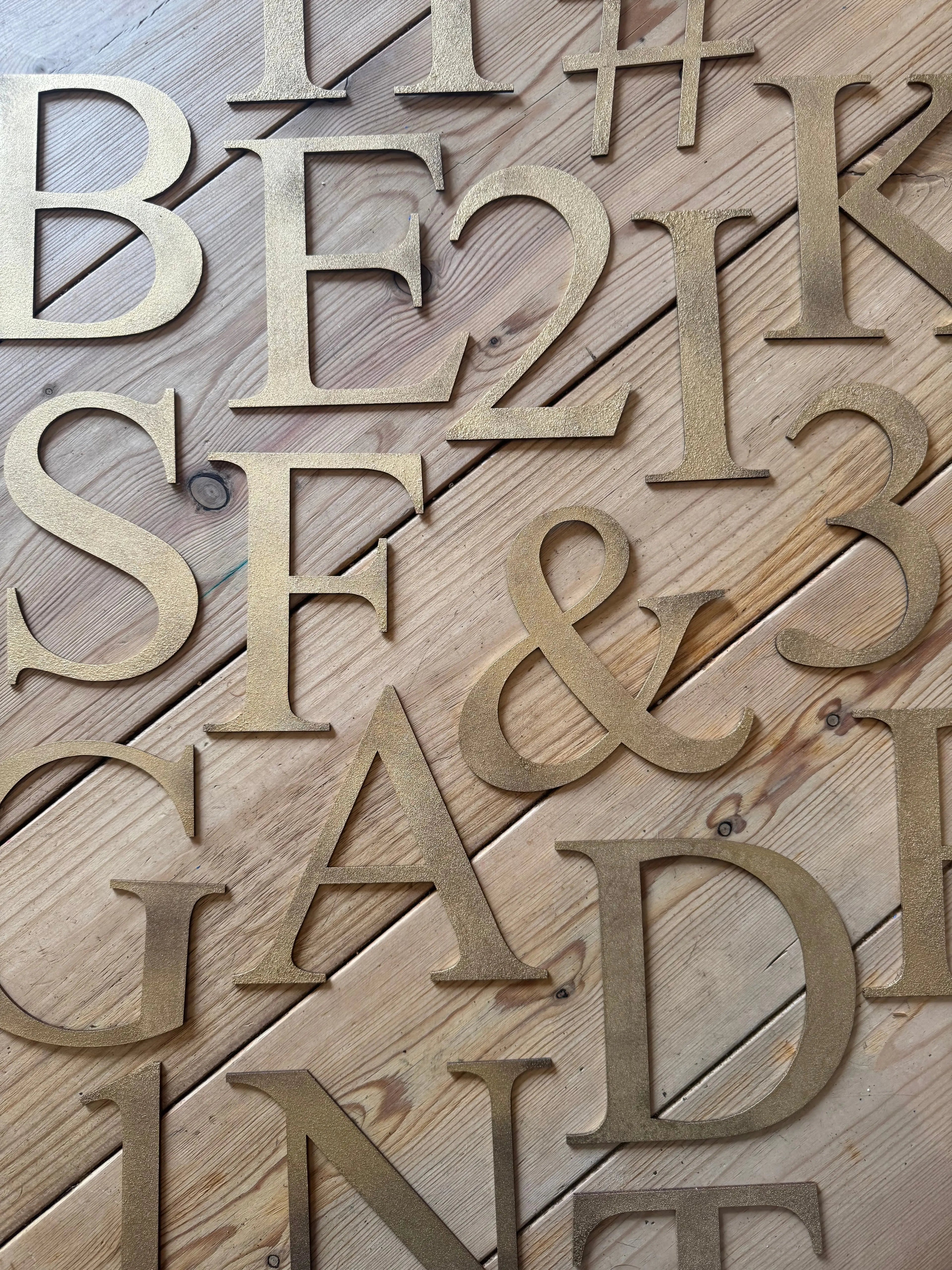 Rustic Distressed Gold Metal Letters | Classic Steel Wall Signage by RWN