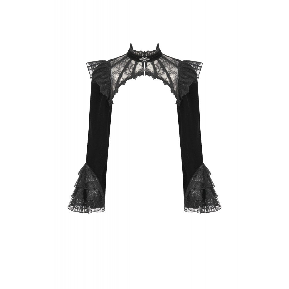 Dark in Love Erzebeth Gothic Bolero Shrug – Black Lace & Velvet