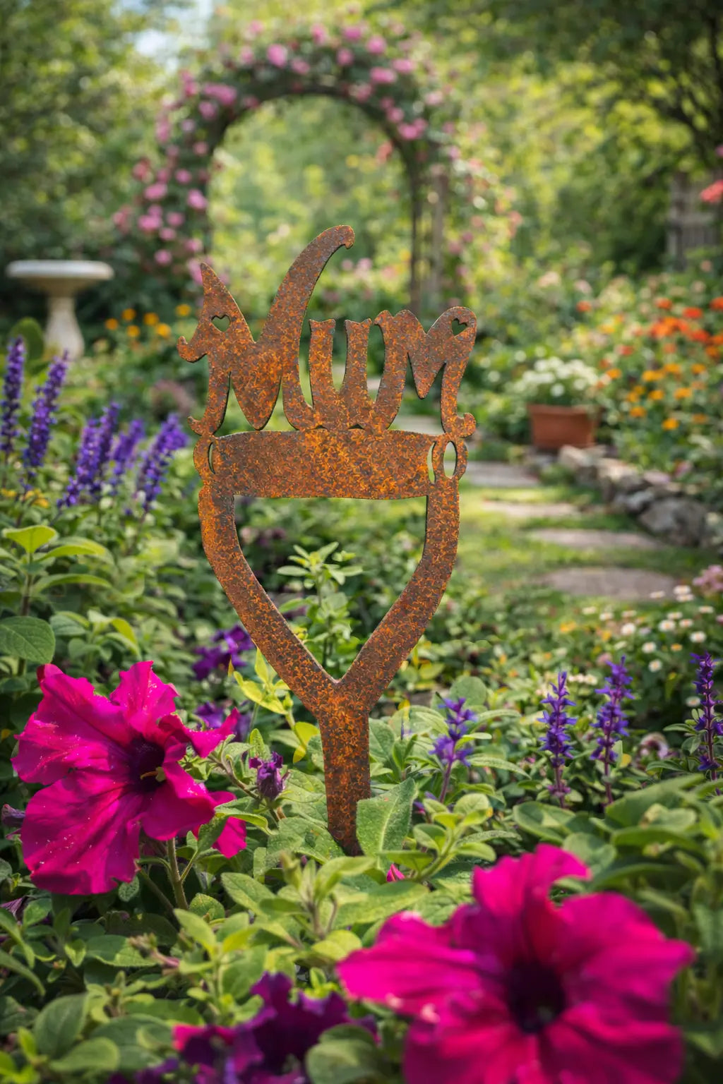 Rusty Metal Mum on a Spade Garden Decoration | Rustic Warehouse Norfolk